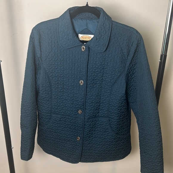 Vintage Talbots Petites Quilted Blue Jacket Size Large - Picture 2 of 8